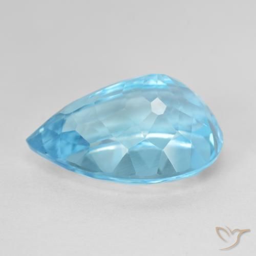 Topacio Azul Suizo natural de 12.53 ct, En forma de pera, VVS