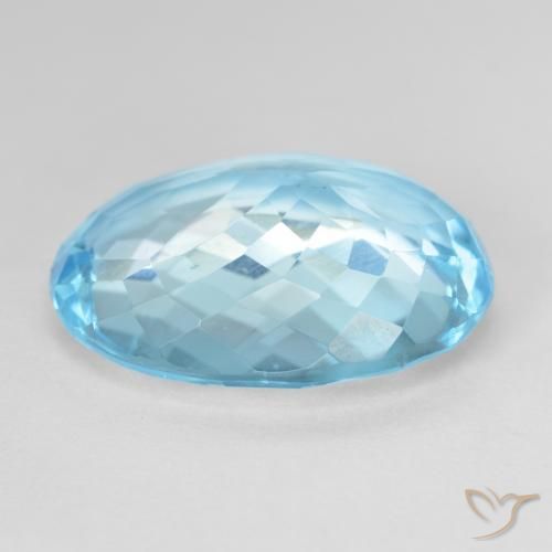 Topacio Azul Suizo natural de 15.69 ct, Ovalada, VVS