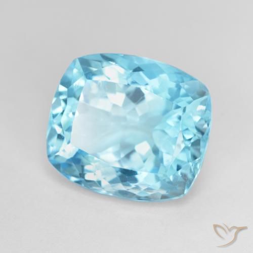 Topacio Azul Suizo natural de 13.02 ct, Forma Cojín, VVS-VS