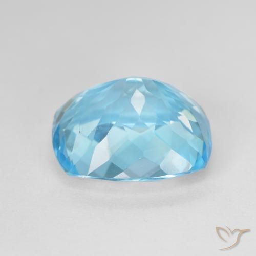 Topacio Azul Suizo natural de 13.02 ct, Forma Cojín, VVS-VS