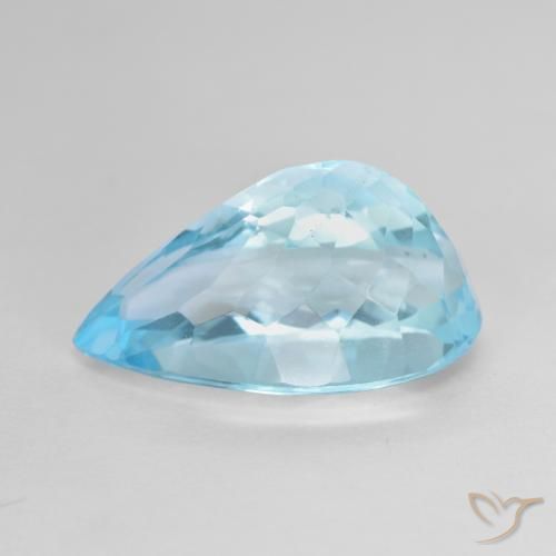 Topacio Azul Suizo natural de 10.99 ct, En forma de pera, VS