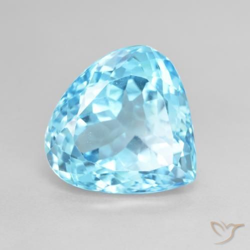 12.90ct Natural Azul Suizo Topacio, En forma de pera, VS