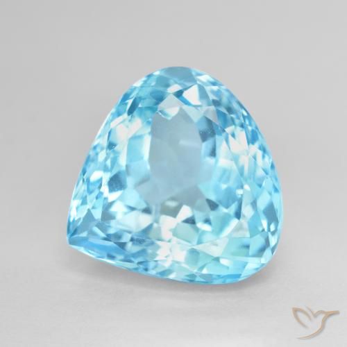 Topacio Azul Suizo natural de 12.90 ct, En forma de pera, VS