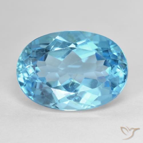 16.90ct Natural Azul Suizo Topacio, Ovalada, VVS-VS