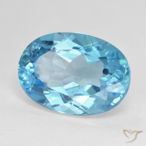 Topacio Azul Suizo natural de 16.90 ct, Ovalada, VVS-VS