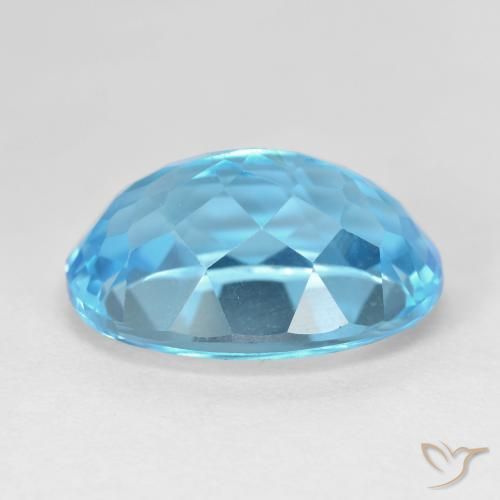 Topacio Azul Suizo natural de 16.90 ct, Ovalada, VVS-VS