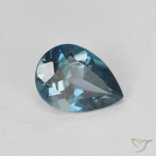 Topacio Azul Londres natural de 0.80 ct, En forma de pera, VVS-VS