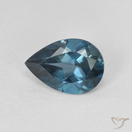 0.80ct Natural Azul Londres Topacio, En forma de pera, VVS-VS