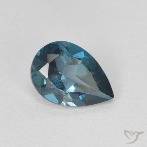Topacio Azul Londres natural de 0.80 ct, En forma de pera, VVS-VS