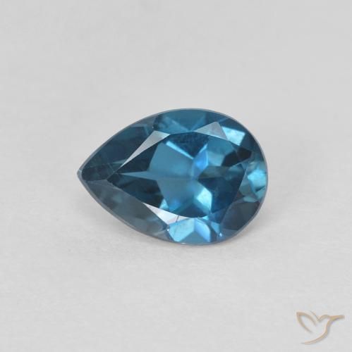 0.80ct Natural Azul Londres Topacio, En forma de pera, VVS-VS