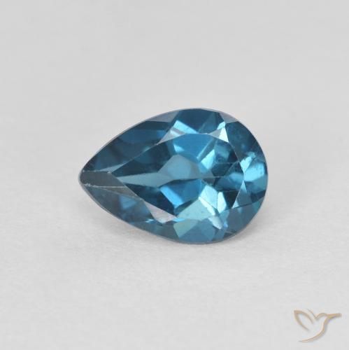 Topacio Azul Londres natural de 0.92 ct, En forma de pera, VS