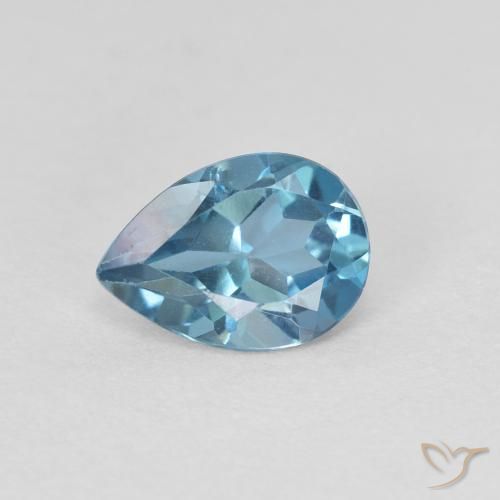 Topacio Azul Londres natural de 0.87 ct, En forma de pera, VS