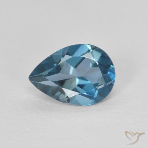 0.80ct Natural Azul Londres Topacio, En forma de pera, VVS