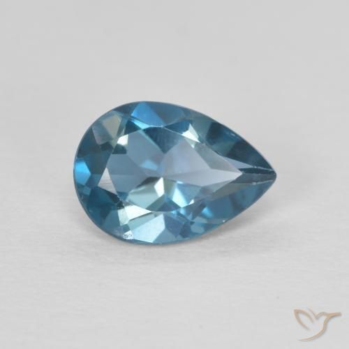 Topacio Azul Londres natural de 0.80 ct, En forma de pera, VVS