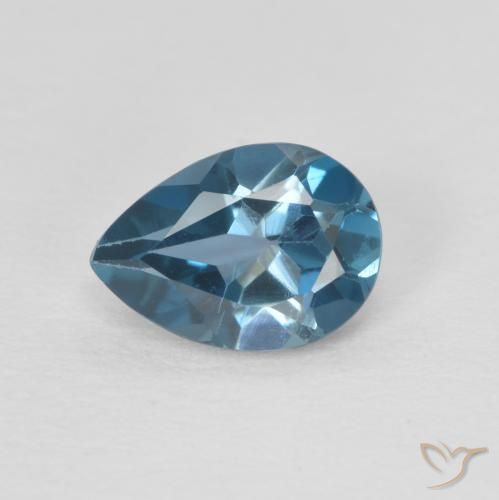 0.82ct Natural Azul Londres Topacio, En forma de pera, VVS