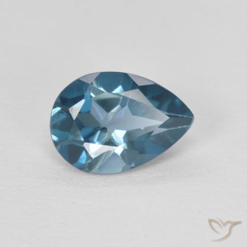 Topacio Azul Londres natural de 0.82 ct, En forma de pera, VVS