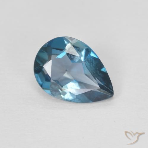Topacio Azul Londres natural de 0.74 ct, En forma de pera, VVS