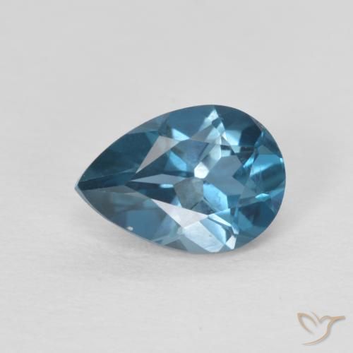 0.85ct Natural Azul Londres Topacio, En forma de pera, VVS