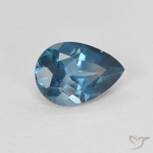 Topacio Azul Londres natural de 0.85 ct, En forma de pera, VVS
