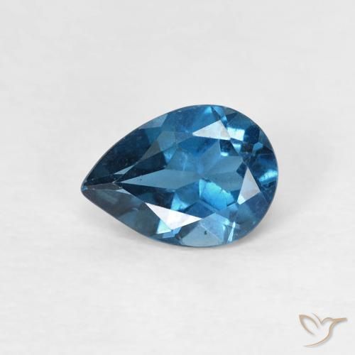 0.77ct Natural Azul Londres Topacio, En forma de pera, VS
