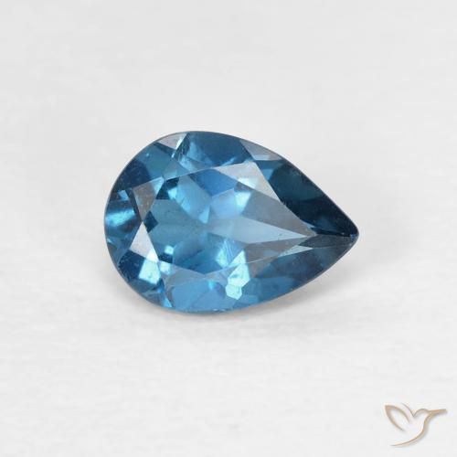 Topacio Azul Londres natural de 0.77 ct, En forma de pera, VS