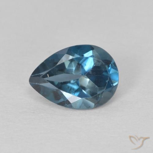 0.81ct Natural Azul Londres Topacio, En forma de pera, VS