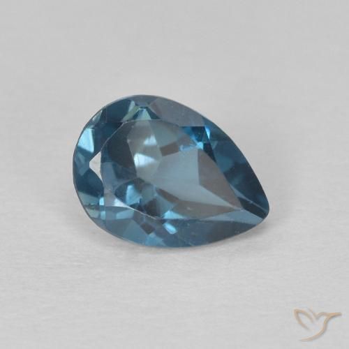 Topacio Azul Londres natural de 0.81 ct, En forma de pera, VS