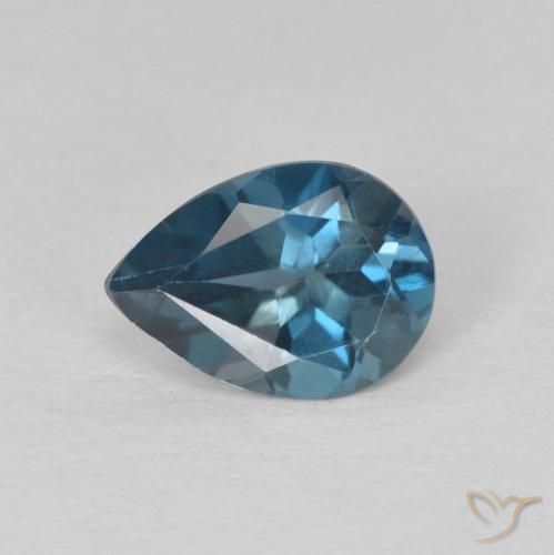 0.79ct Natural Azul Londres Topacio, En forma de pera, VS