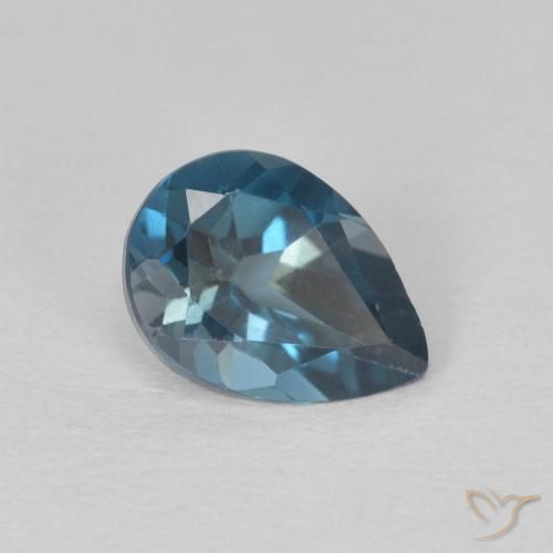 Topacio Azul Londres natural de 0.79 ct, En forma de pera, VS