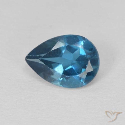 0.81ct Natural Azul Londres Topacio, En forma de pera, VS