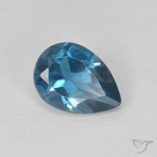Topacio Azul Londres natural de 0.81 ct, En forma de pera, VS