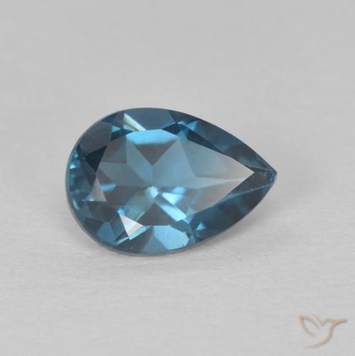 Topacio Azul Londres natural de 0.87 ct, En forma de pera, VS