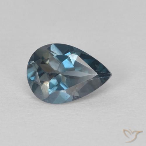 Topacio Azul Londres natural de 0.74 ct, En forma de pera, VS
