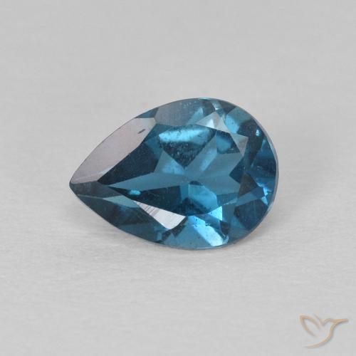 0.84ct Natural Azul Londres Topacio, En forma de pera, VS
