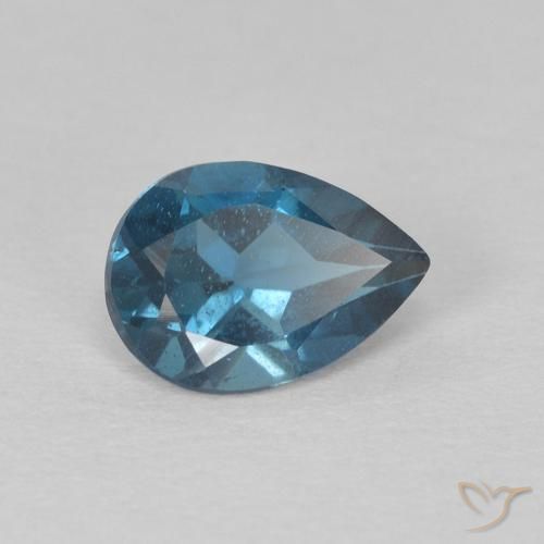 Topacio Azul Londres natural de 0.84 ct, En forma de pera, VS