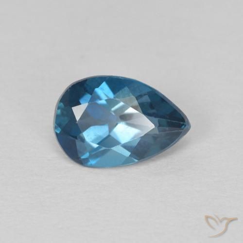 Topacio Azul Londres natural de 0.65 ct, En forma de pera, VS