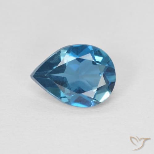 0.80ct Natural Azul Londres Topacio, En forma de pera, VVS