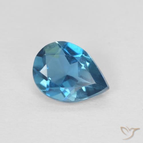 Topacio Azul Londres natural de 0.80 ct, En forma de pera, VVS