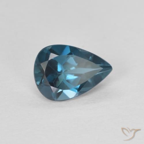 Topacio Azul Londres natural de 0.75 ct, En forma de pera, VVS
