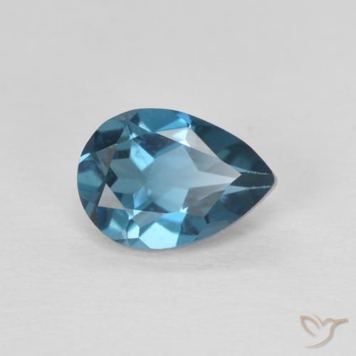 Topacio Azul Londres natural de 0.88 ct, En forma de pera, VVS