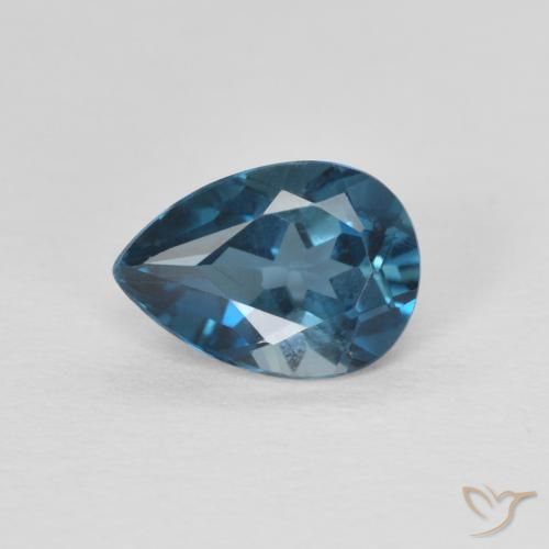 0.85ct Natural Azul Londres Topacio, En forma de pera, VVS