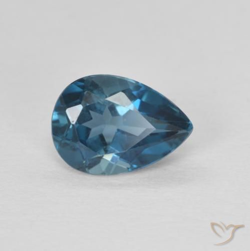 Topacio Azul Londres natural de 0.85 ct, En forma de pera, VVS