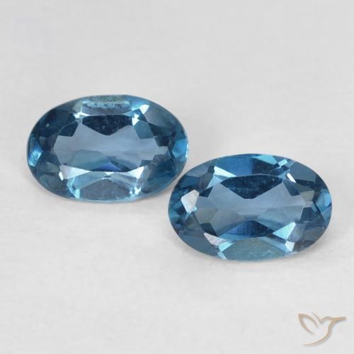 Gemas de topacio azul natural de 0,98 ct, corte óvalo, VVS