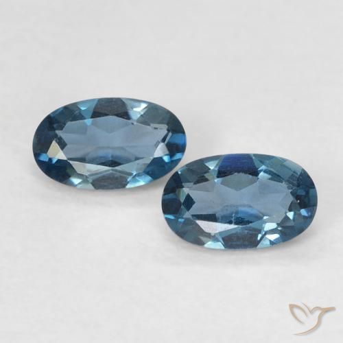 Gemas de topacio azul natural de 0,58 ct, corte óvalo, VVS