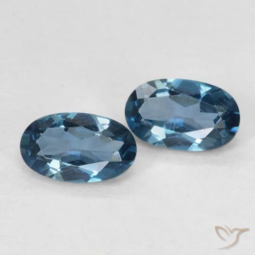 Gemas de topacio azul natural de 0,58 ct, corte óvalo, VVS