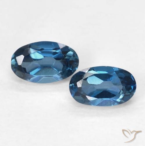 Gemas de topacio azul natural de 0,73 ct, corte óvalo, VVS