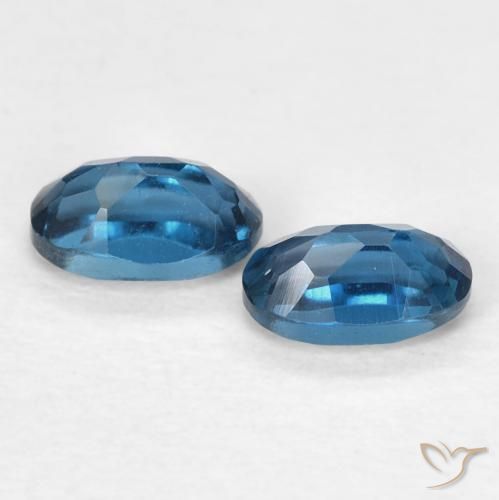 Gemas de topacio azul natural de 0,73 ct, corte óvalo, VVS