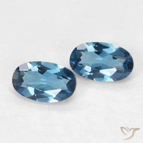 Gemas de Topacio Azul Londres natural de 0.61 ct, Ovalada, VVS