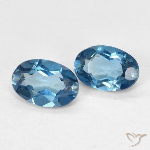 Gemas de Topacio Azul Londres natural de 1.05 ct, Ovalada, VVS