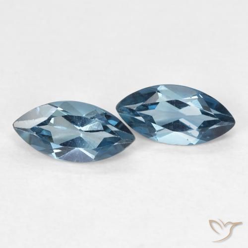 Gemas de Topacio Azul Londres natural de 0.87 ct, Marquesa, VVS